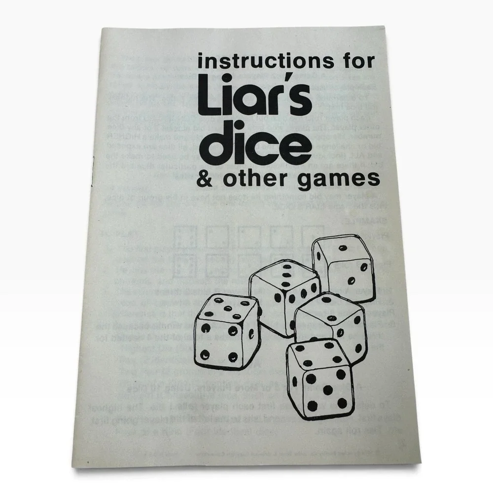 Vintage Liars Dice Game Set with 2 Cups 10 Dice and Instructions Original Box